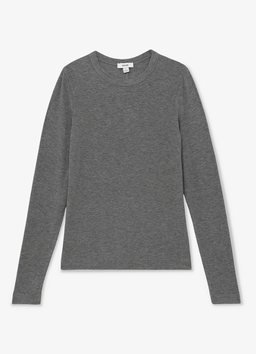 Reiss Arabelle longsleeve met ribstructuur - voorkant 5 donkergrijs