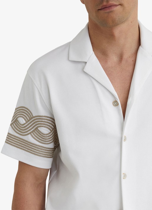 Reiss Arden regular fit overhemd met borduring - detail 5 white / wit