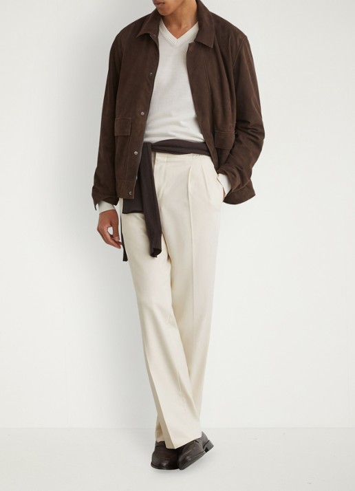 Reiss Arden regular fit pantalon met steekzakken - voorkant 2 gebroken wit