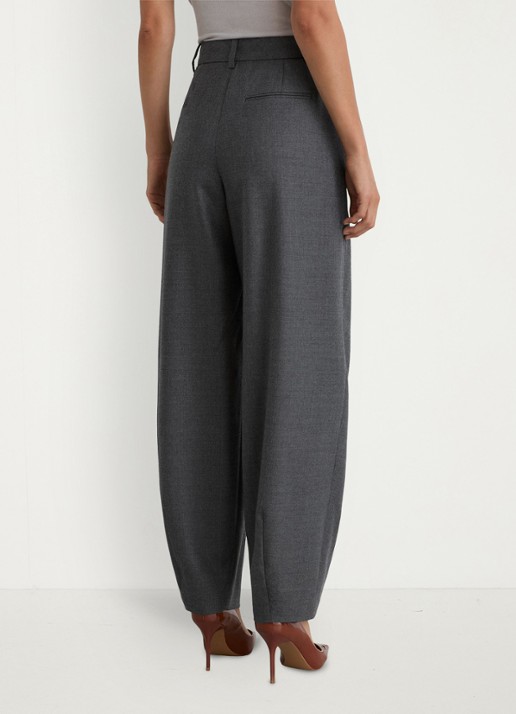 Reiss Aries high waist wide fit pantalon met steekzakken - achterkant 7 grijs