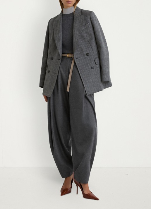 Reiss Aries high waist wide fit pantalon met steekzakken - detail 4 grijs