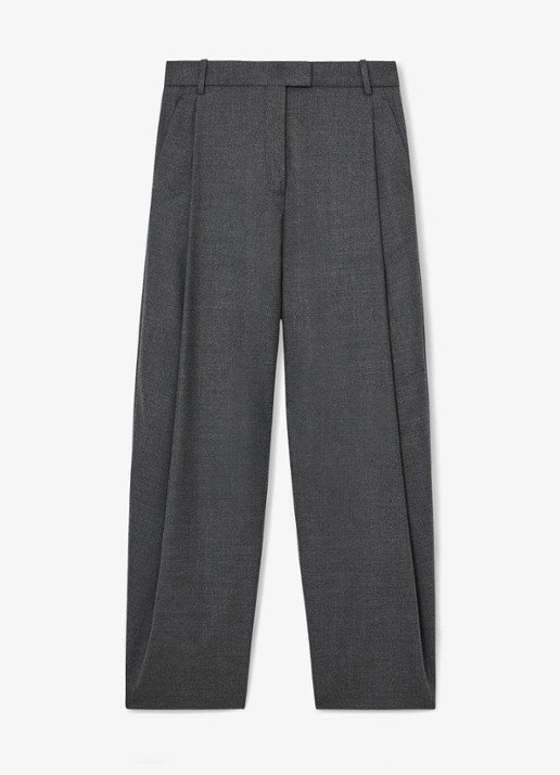 Reiss Aries high waist wide fit pantalon met steekzakken - voorkant grijs