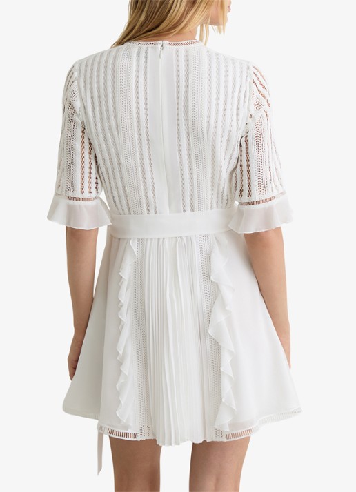 Reiss Armina mini jurk met strikceintuur - achterkant wit