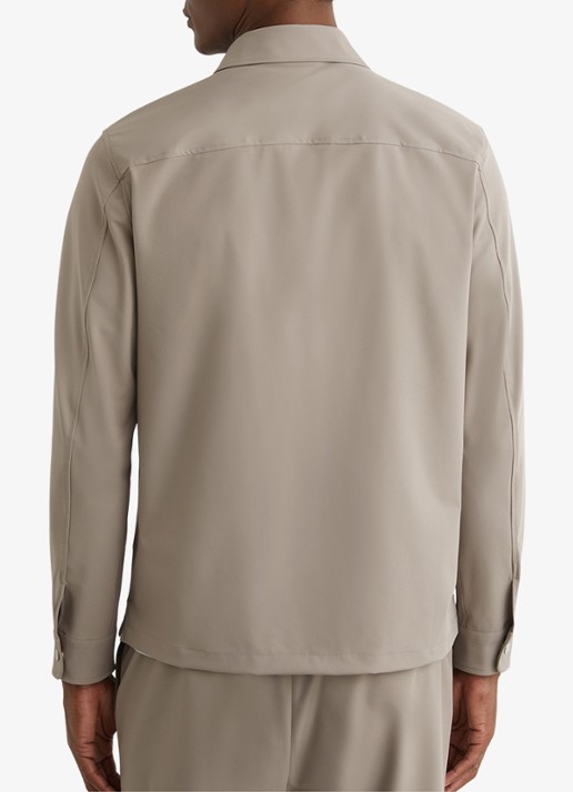 Reiss Ascend overshirt met borstzakken  - achterkant lichtbruin