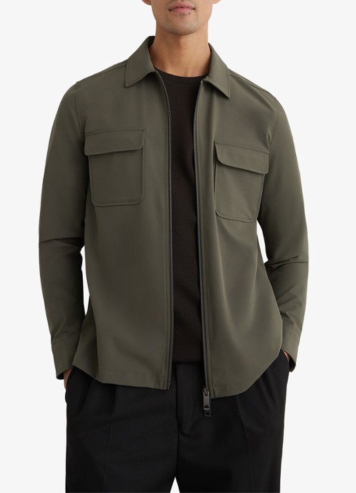 Reiss Ascend overshirt met borstzakken - detail donkergroen