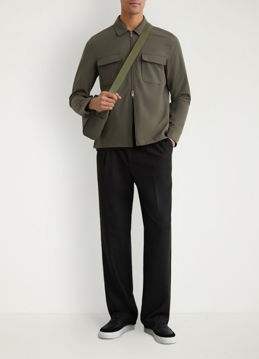 Reiss Ascend overshirt met borstzakken - voorkant 6 donkergroen