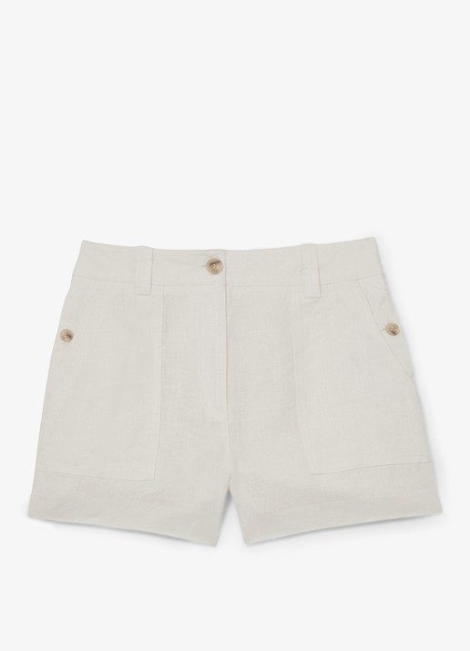 Reiss ASHBY Linen Shorts - voorkant 5 wit