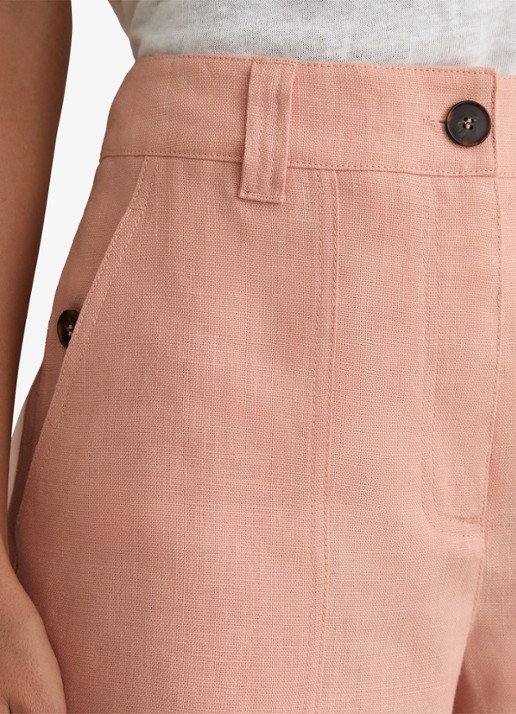 Reiss ASHBY Linen Shorts - detail 4 zalmroze