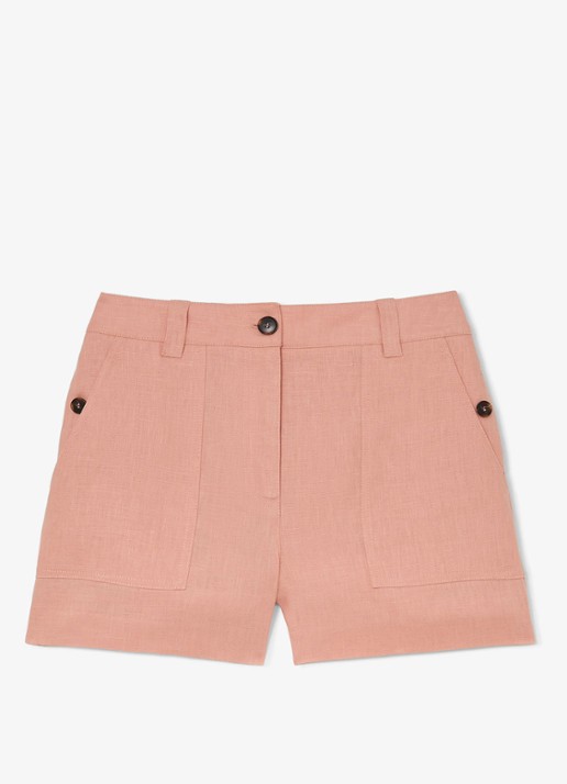 Reiss ASHBY Linen Shorts - voorkant 6 zalmroze