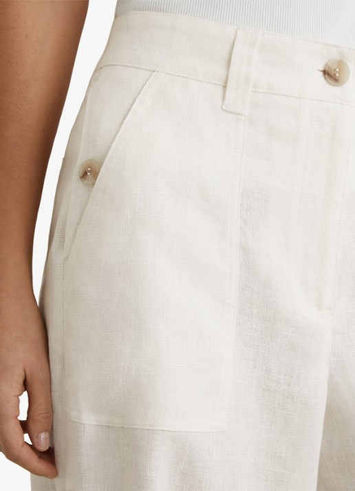 Reiss Ashby mid waist wide fit broek van linnen met steekzakken