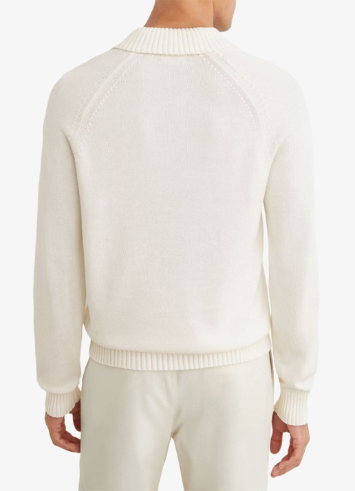 Reiss Ashdown Cotton Open-Collar Polo Jumper - achterkant 7 wit