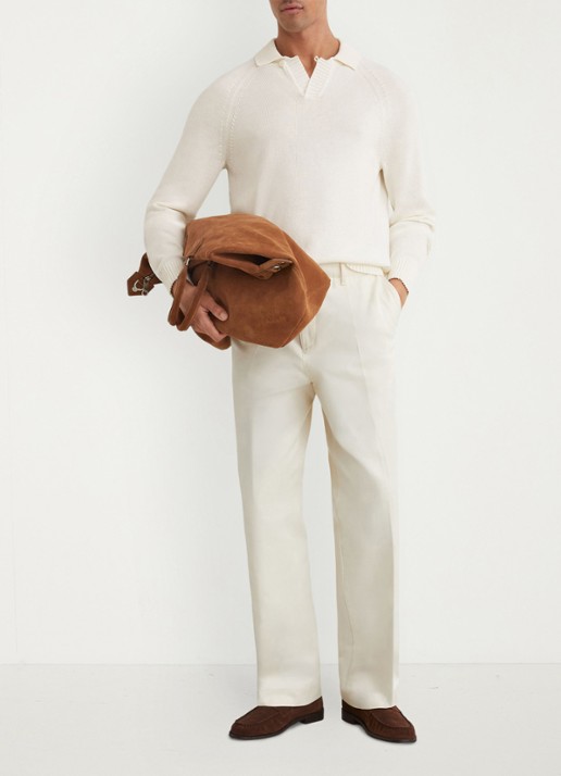 Reiss Ashdown Cotton Open-Collar Polo Jumper - voorkant 2 wit