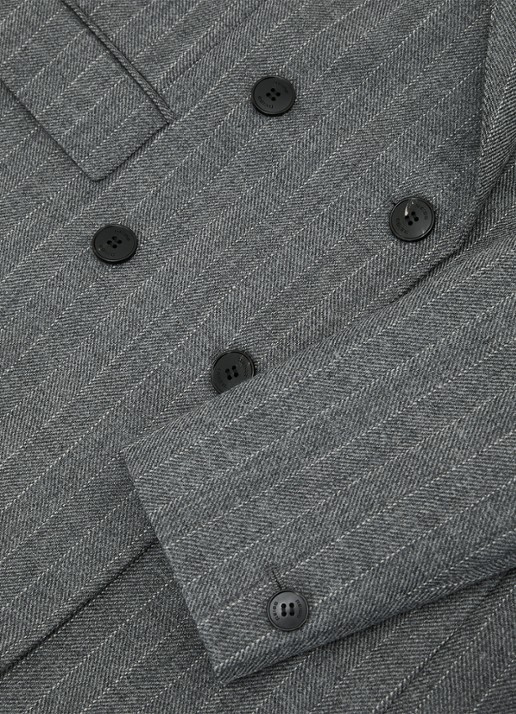 Reiss Astrid double-breasted blazer van wol met streepprint - detail 7 grijs