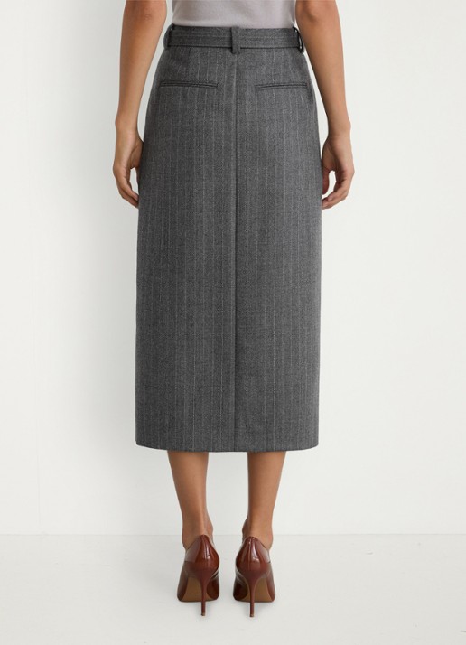 Reiss Astrid midi rok met krijtstreep - achterkant 5 grijs