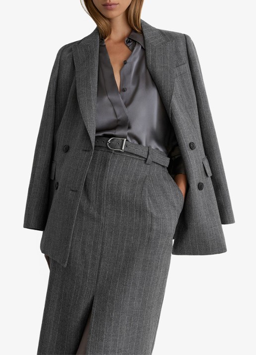 Reiss Astrid midi rok met krijtstreep - detail 2 grijs