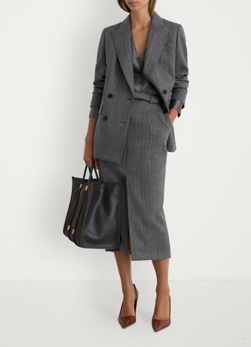 Reiss Astrid midi rok met krijtstreep - detail 4 grijs