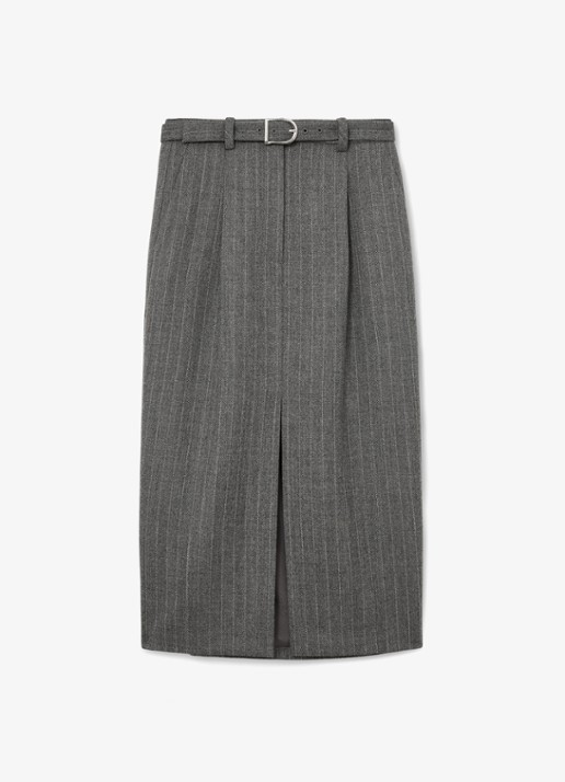 Reiss Astrid midi rok met krijtstreep - voorkant 6 grijs