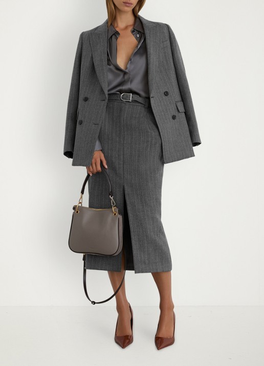 Reiss Astrid midi rok met krijtstreep - voorkant 7 grijs