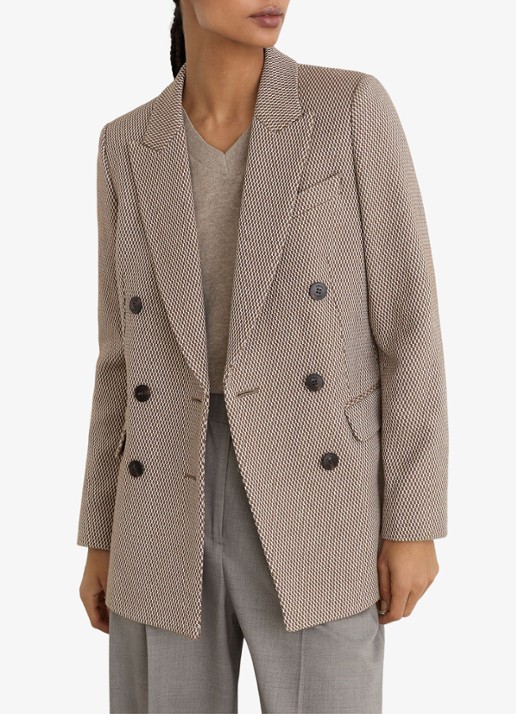 Reiss Aubrey double-breasted blazer in wolblend - detail beige