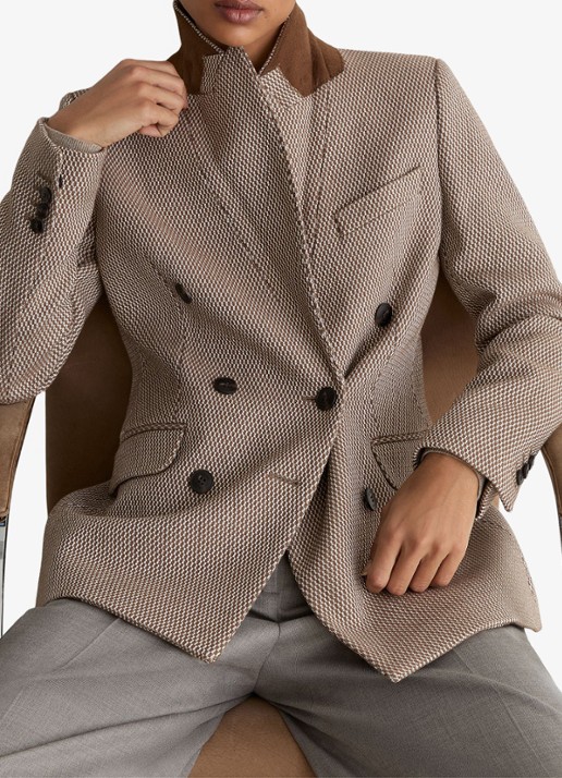 Reiss Aubrey double-breasted blazer in wolblend - detail 2 beige