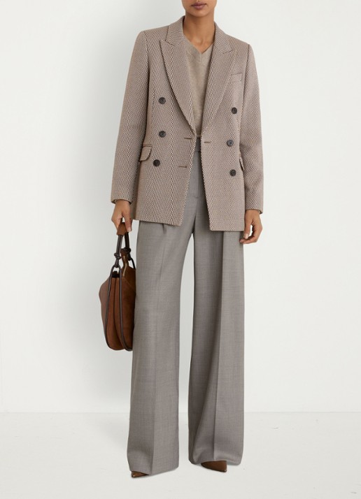 Reiss Aubrey double-breasted blazer in wolblend - voorkant 7 beige