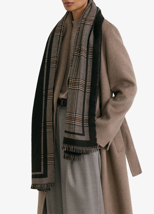 Reiss Aura sjaal met ruit dessin - detail 3 chocoladebruin