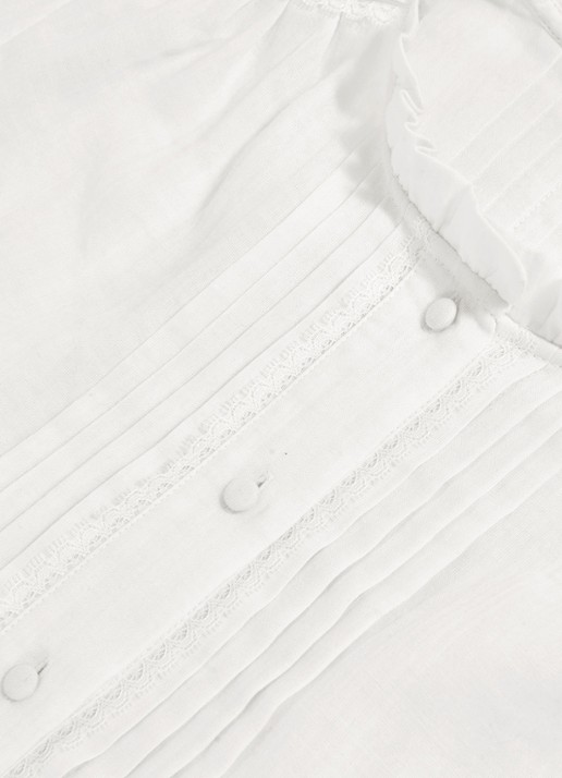 Reiss AURELIA Cotton Cheesecloth Frill-Neck Top - detail 5 wit