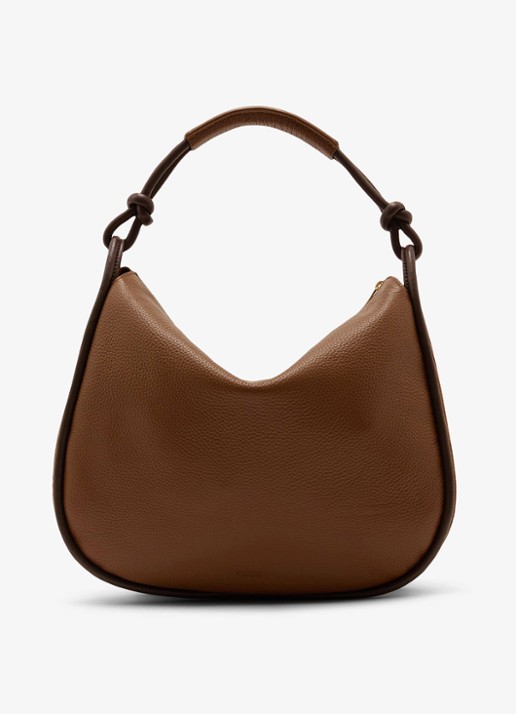 Reiss Aurelie schoudertas van leer - achterkant 8 beige