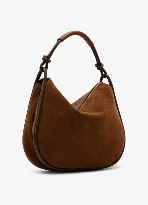 Reiss Aurelie schoudertas van leer - detail 2 beige