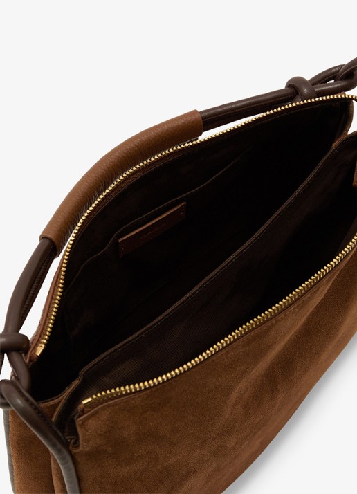 Reiss Aurelie schoudertas van leer - detail 3 beige