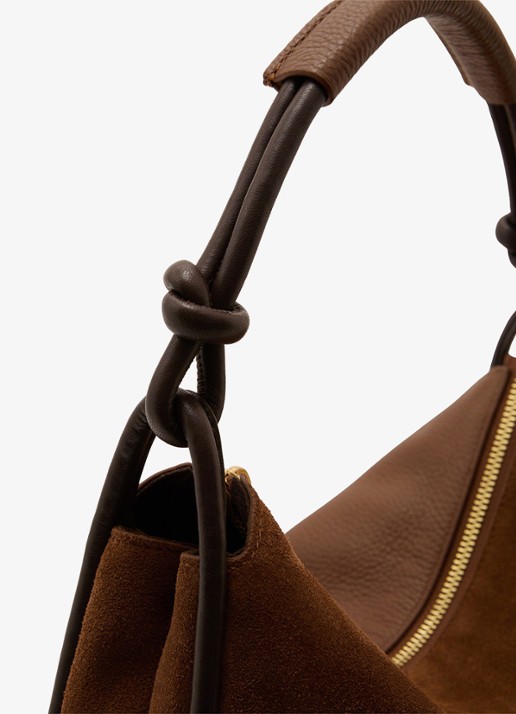 Reiss Aurelie schoudertas van leer - detail 5 beige