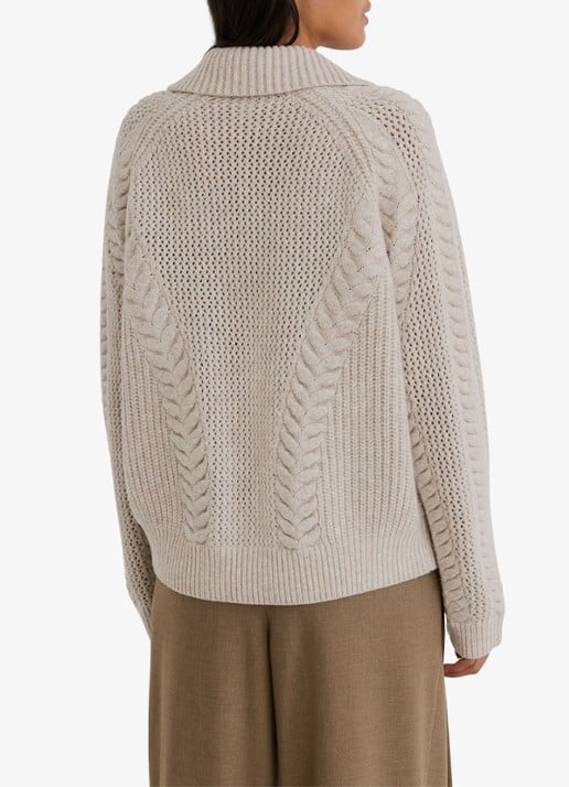 Reiss Auriele grofgebreide trui van wol - achterkant 6 beige