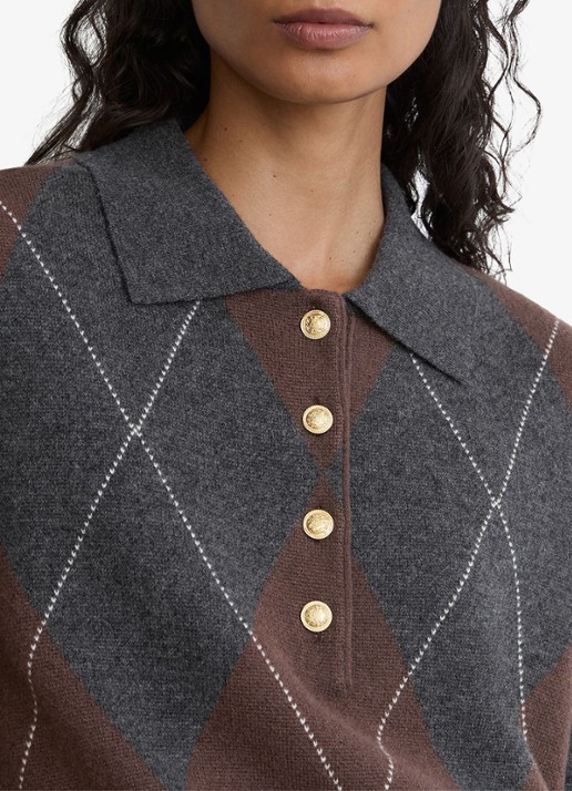 Reiss Averya pullover in kasjmierblend met polokraag - detail 4 donkergrijs