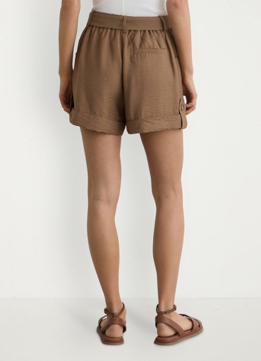 Reiss Avril high waist wide fit krote broek met strikceintuur - achterkant 3 bruin