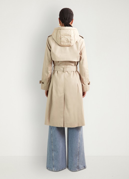Reiss Azura double-breasted trenchcoat met afneembare capuchon - achterkant 7 beige