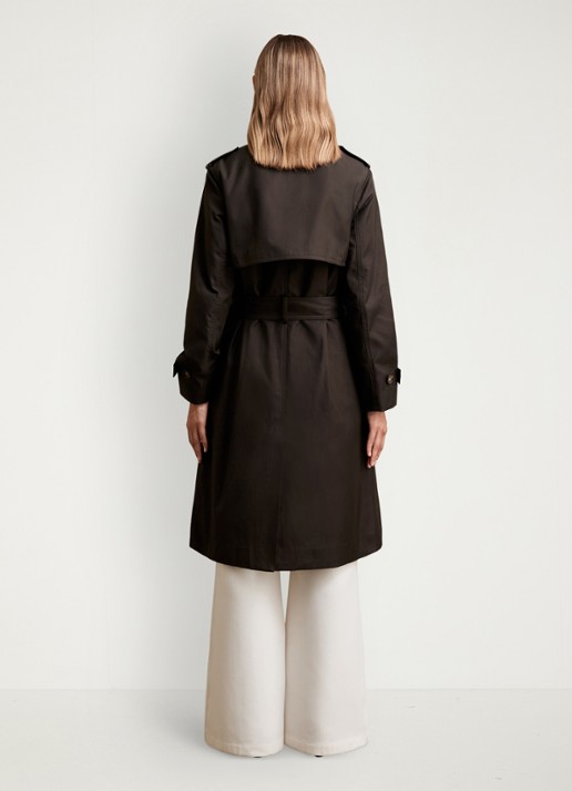Reiss Azura double-breasted trenchcoat met afneembare capuchon - achterkant 5 donkerbruin