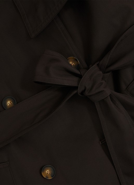 Reiss Azura double-breasted trenchcoat met afneembare capuchon - detail 4 donkerbruin