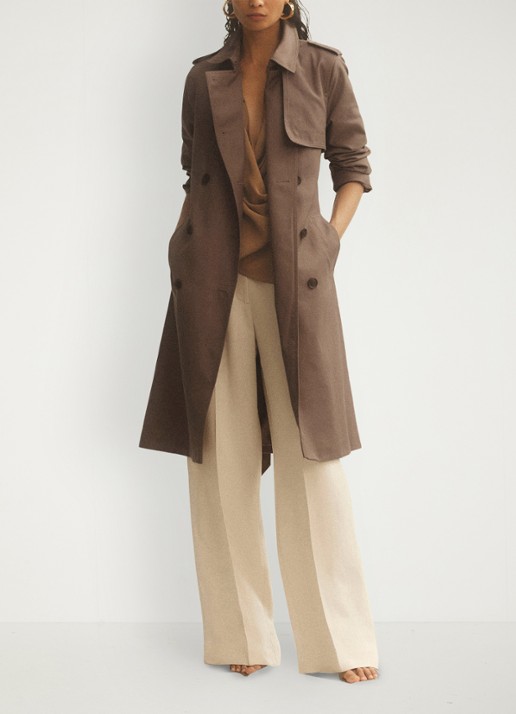Reiss Azura double-breasted trenchcoat met afneembare capuchon - detail 9 beige