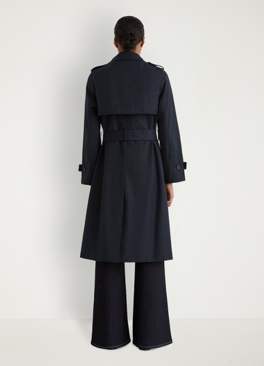 Reiss Azura double-breasted trenchcoat met afneembare capuchon - achterkant 6 blauw