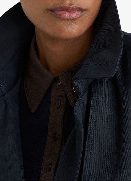 Reiss Azura double-breasted trenchcoat met afneembare capuchon - detail 3 blauw