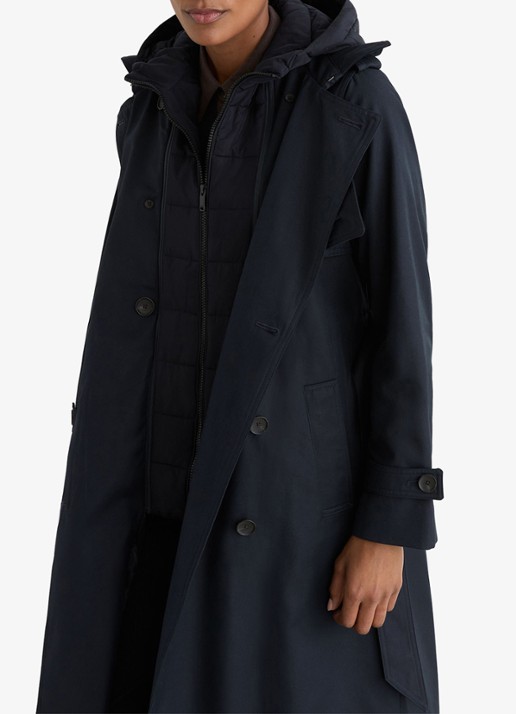 Reiss Azura double-breasted trenchcoat met afneembare capuchon - detail 5 blauw