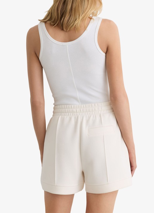 Reiss Bea high waist straight fit korte broek met steekzakken - achterkant 4 creme