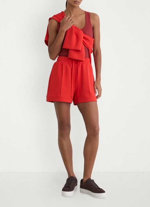 Reiss Bea high waist straight fit korte broek met steekzakken - voorkant 3 koraal