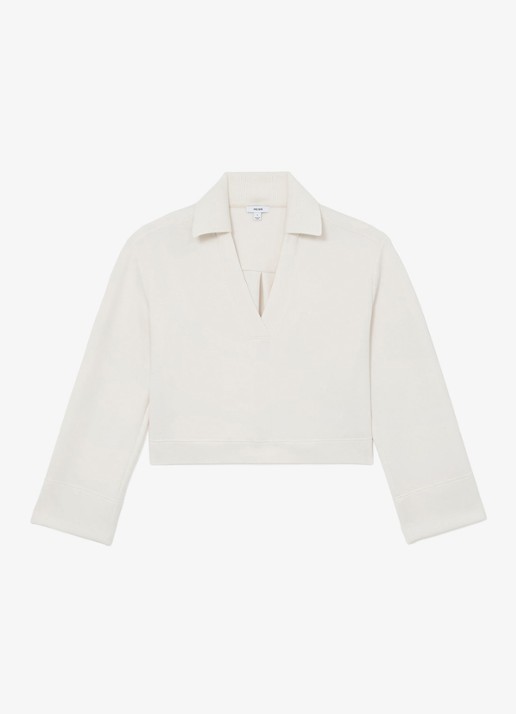 Reiss Bea sweater met kraag - voorkant 2 creme