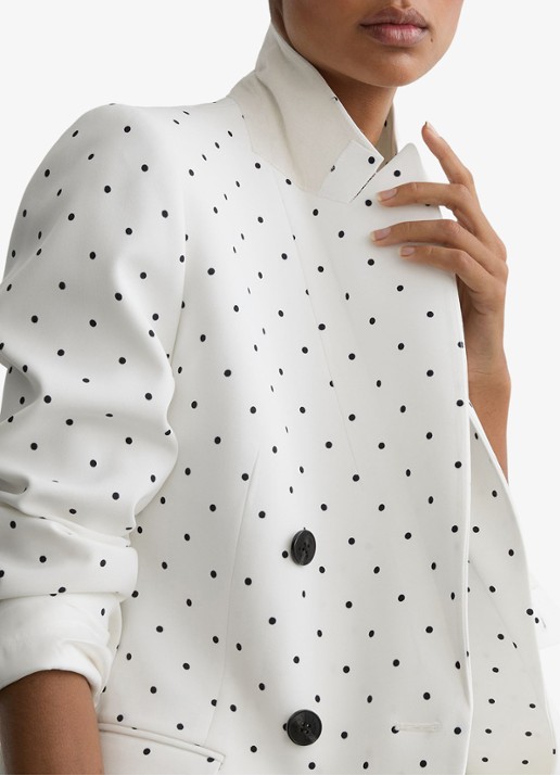 Reiss Beatrix double-breasted blazer met stippenprint - detail 2 wit