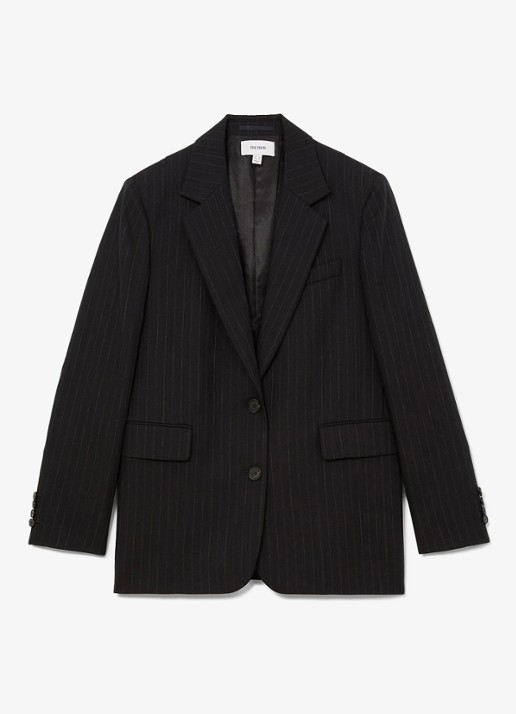 Reiss Beck single-breasted blazer van wol met streepprint - voorkant 6 blauw