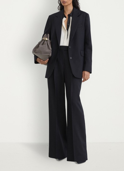 Reiss Beck single-breasted blazer van wol met streepprint - voorkant 7 blauw