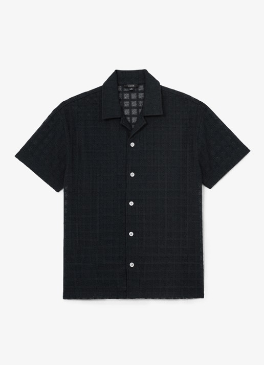 Reiss Belardo overhemd met structuur - voorkant donkerblauw