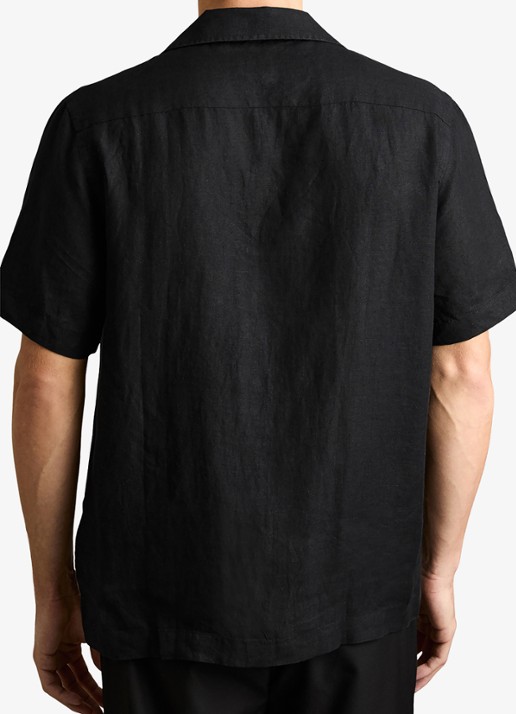 Reiss Beldi regular fit overhemd van linnen - achterkant 4 black / zwart