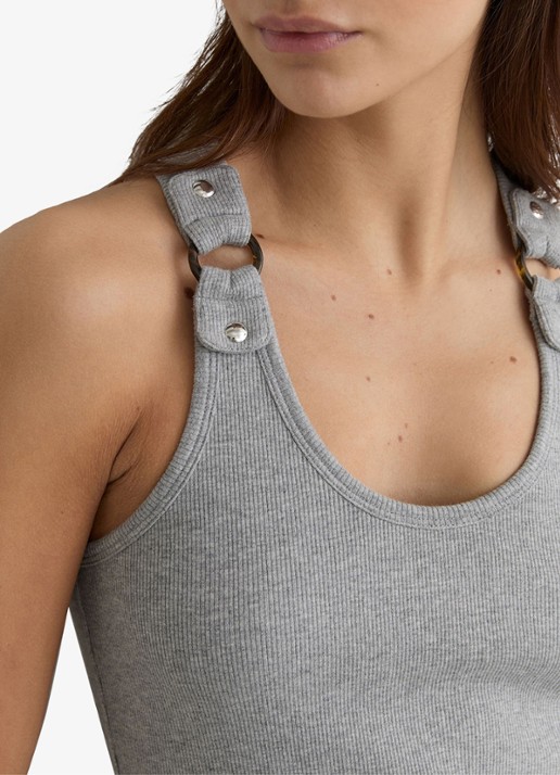 Reiss Bella ribgebreide tanktop met ringdetail - detail 5 grijs